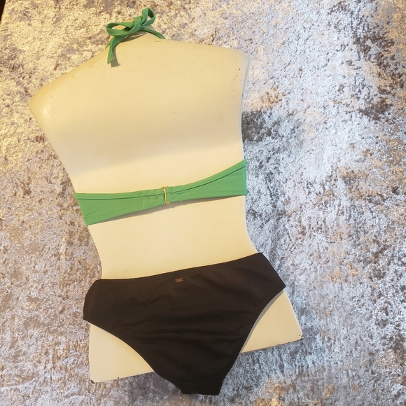 Y2K Victoria's Secret Underwire Bikini Green Roxy Black Swim Swimsuit Small 34d - Picture 6 of 10